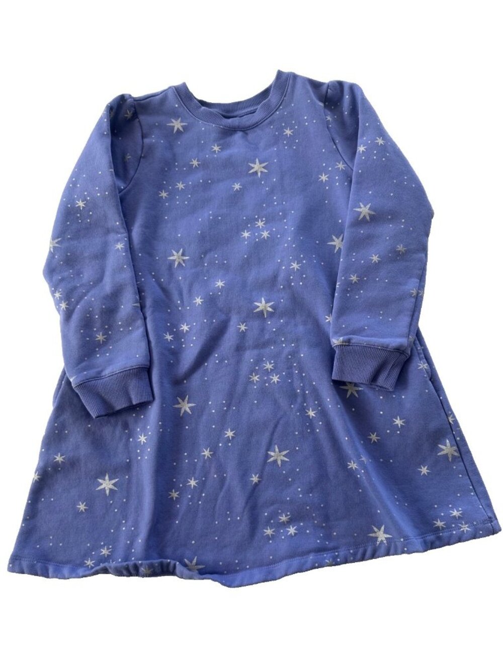 Hanna Andersson Girls Sz 8 Purple Long Sleeve Foil Star Print Sweater Dress